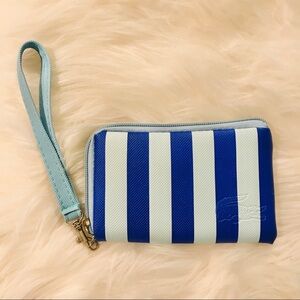 Lacoste Embossed Striped L-Zip Wristlet
